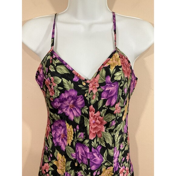 VTG Womens Floral Mini Slip Dress S Purple 90s Whimsigoth Grunge Dark Cottage - Picture 2 of 6
